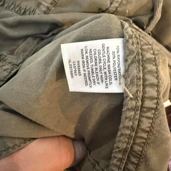 Hinge Olive Green Utility Jacket Womens Size L Drawstring Waist Military Field - Picture 6 of 6